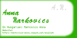 anna markovics business card